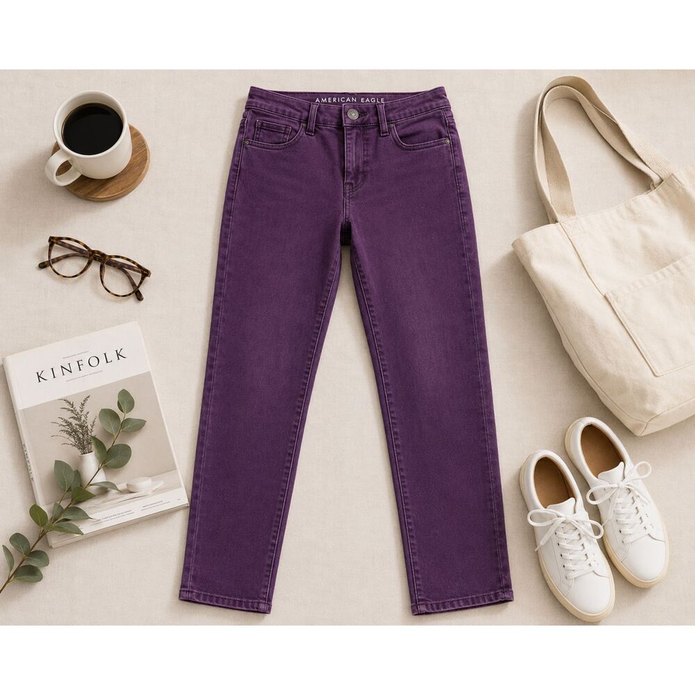 American Eagle Womens Size 23x23.5 Jeans Purple High Rise Jegging (368m)